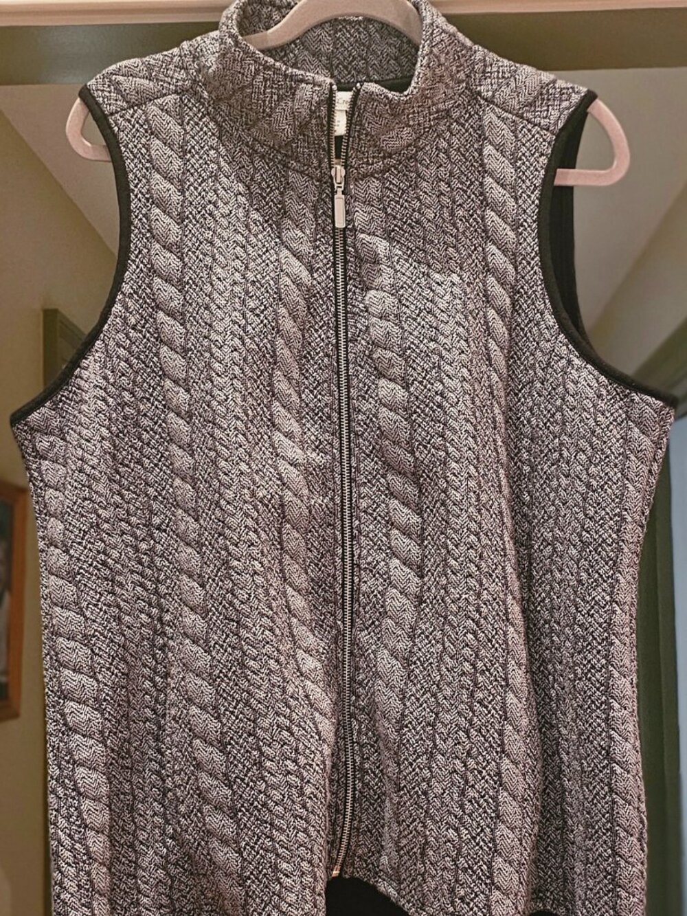 Womens Coldwater Creek Grey and Black Sweater Vest 1X